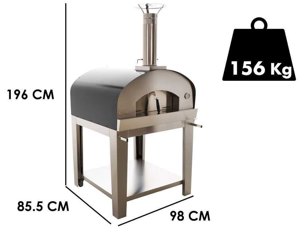 Seven Italy Ade - Holzbackofen für draußen mit Wagen - Anthrazit