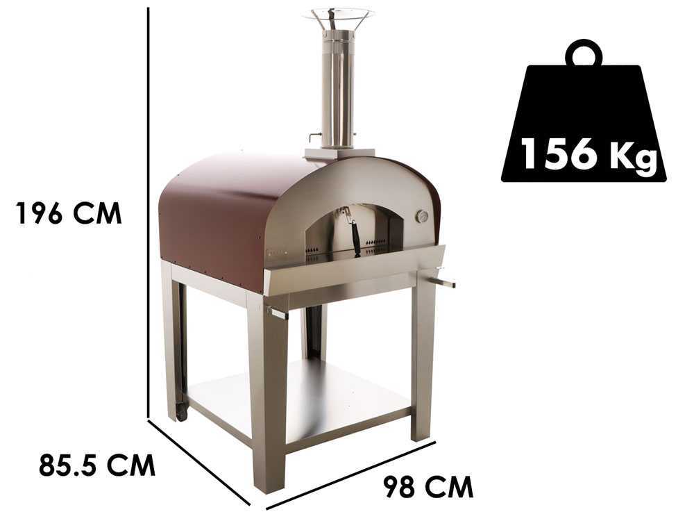 Seven Italy Ade - Holzbackofen für draußen mit Wagen - Rot