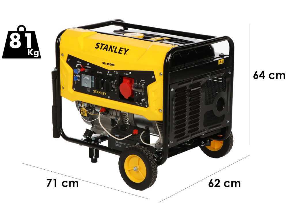 Stanley SG 4200B - Benzin Stromerzeuger - AVR - 4,3 kW - Dauerbetrieb 4,0 kW 400V